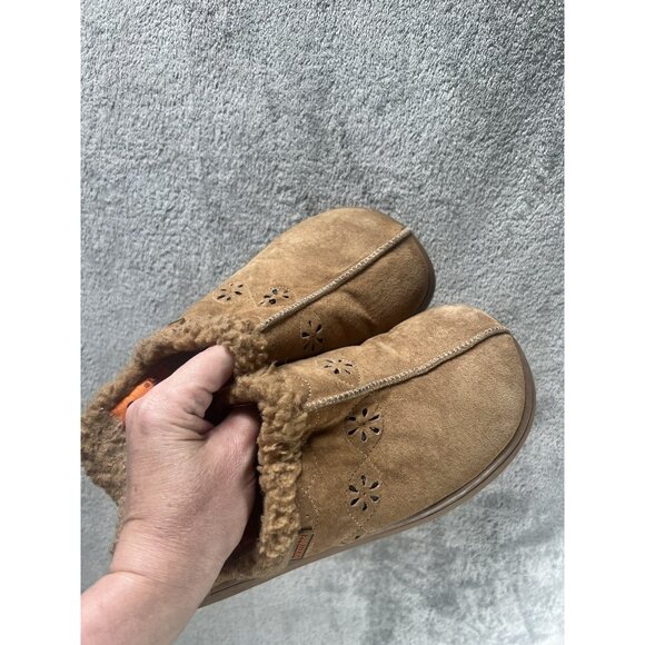 Y2K Vtg Rocket Dog Women’s 7.5 Suede Tan Fuzzy Clogs Chunky 2000s suede Leather - Picture 6 of 7